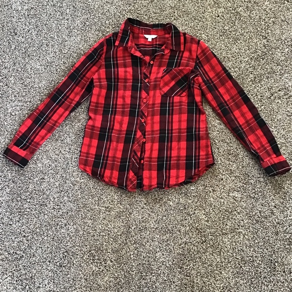 Time and Tru Tops - Time and Tru Red and Black Plaid Shirt Sz M